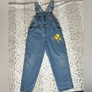 Vintage 1990’s Y2K Looney Tunes Blue Overalls Tweety Heart Size 6X Girls Jean